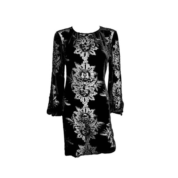 vintage goth silk burnout mini dress - Picture 1 of 8